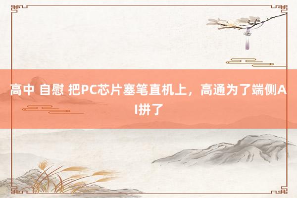 高中 自慰 把PC芯片塞笔直机上，高通为了端侧AI拼了