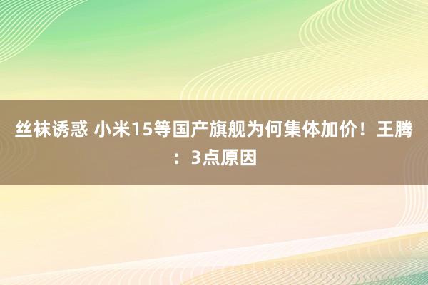 丝袜诱惑 小米15等国产旗舰为何集体加价！王腾：3点原因