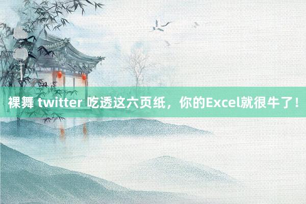 裸舞 twitter 吃透这六页纸，你的Excel就很牛了！