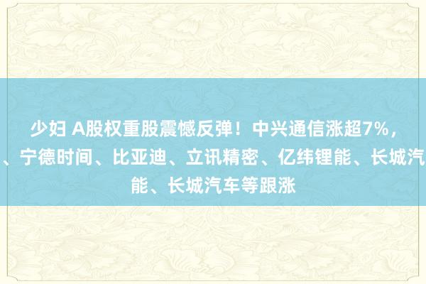 少妇 A股权重股震憾反弹!中兴通信涨超7%,工业富联、宁德时间、比亚迪、立讯精密、亿纬锂能、长城汽车等跟涨