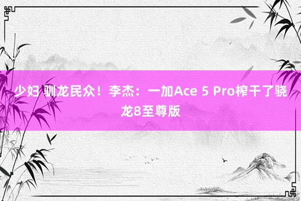 少妇 驯龙民众！李杰：一加Ace 5 Pro榨干了骁龙8至尊版