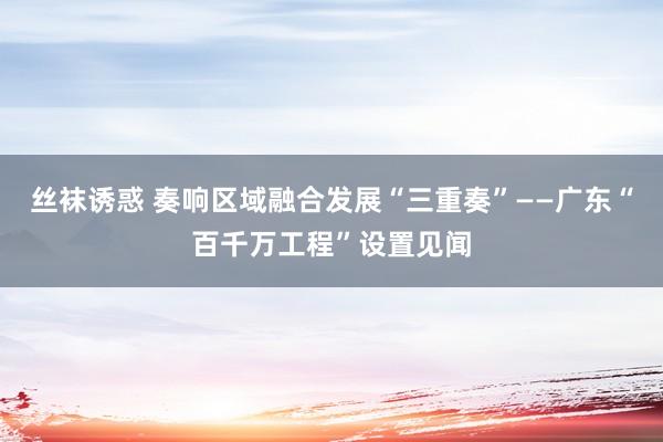 丝袜诱惑 奏响区域融合发展“三重奏”——广东“百千万工程”设置见闻