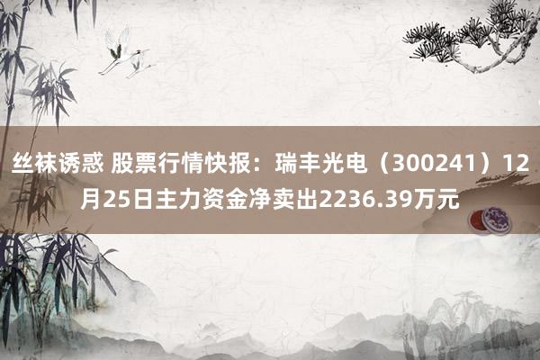 丝袜诱惑 股票行情快报：瑞丰光电（300241）12月25日主力资金净卖出2236.39万元