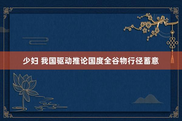 少妇 我国驱动推论国度全谷物行径蓄意