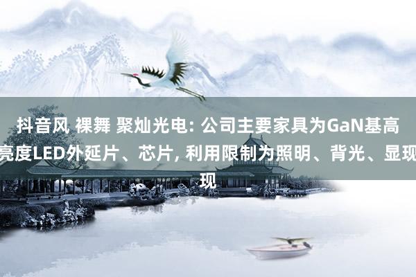 抖音风 裸舞 聚灿光电: 公司主要家具为GaN基高亮度LED外延片、芯片， 利用限制为照明、背光、显现