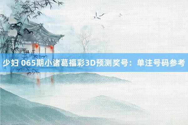 少妇 065期小诸葛福彩3D预测奖号：单注号码参考