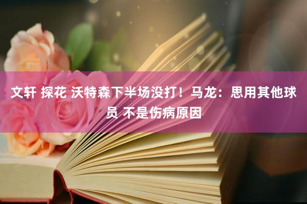 文轩 探花 沃特森下半场没打！马龙：思用其他球员 不是伤病原因