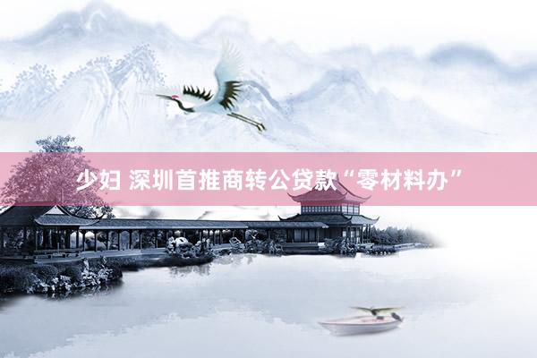 少妇 深圳首推商转公贷款“零材料办”