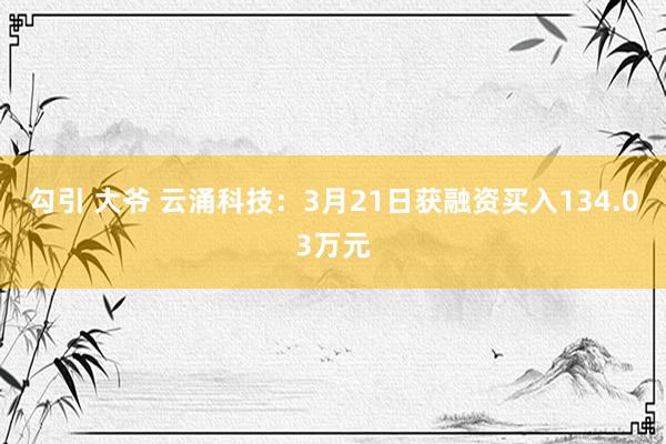 勾引 大爷 云涌科技：3月21日获融资买入134.03万元