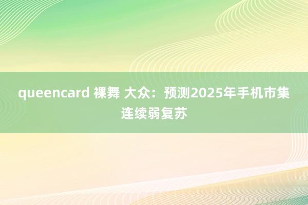 queencard 裸舞 大众：预测2025年手机市集连续弱复苏