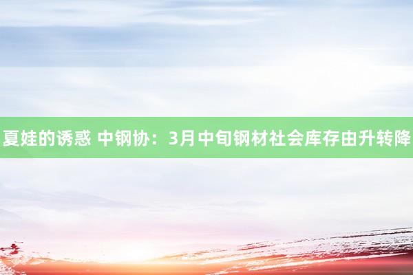 夏娃的诱惑 中钢协：3月中旬钢材社会库存由升转降