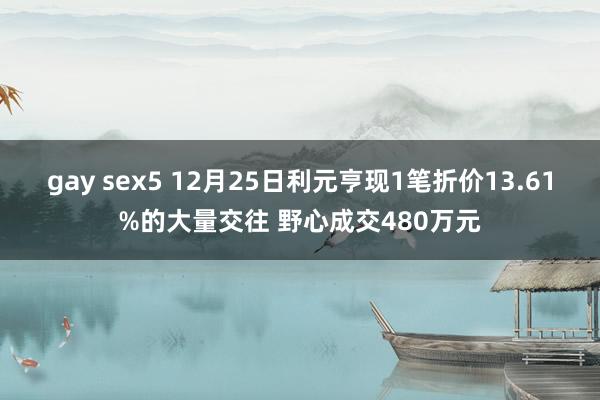gay sex5 12月25日利元亨现1笔折价13.61%的大量交往 野心成交480万元