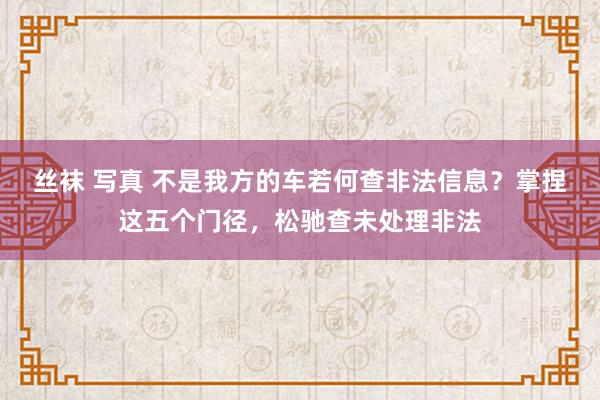 丝袜 写真 不是我方的车若何查非法信息？掌捏这五个门径，松驰查未处理非法