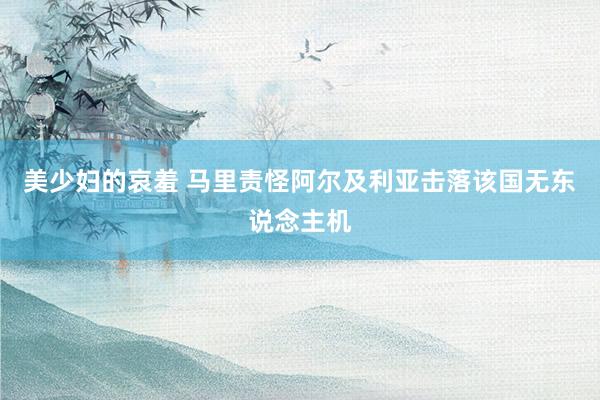 美少妇的哀羞 马里责怪阿尔及利亚击落该国无东说念主机