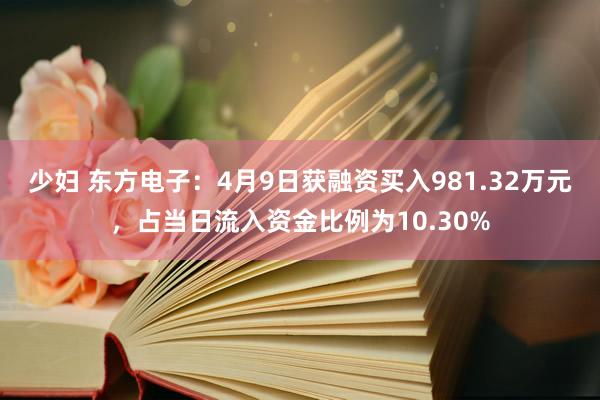 少妇 东方电子：4月9日获融资买入981.32万元，占当日流入资金比例为10.30%