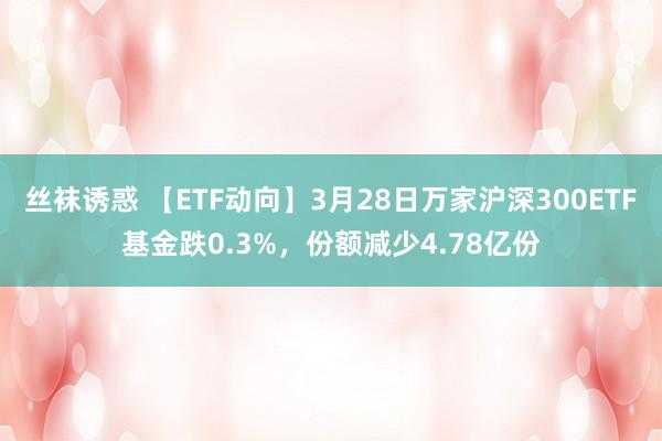 丝袜诱惑 【ETF动向】3月28日万家沪深300ETF基金跌0.3%，份额减少4.78亿份