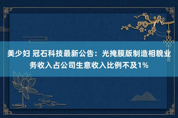 美少妇 冠石科技最新公告：光掩膜版制造相貌业务收入占公司生意收入比例不及1%