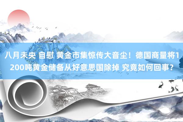 八月未央 自慰 黄金市集惊传大音尘！德国商量将1200吨黄金储备从好意思国除掉 究竟如何回事？
