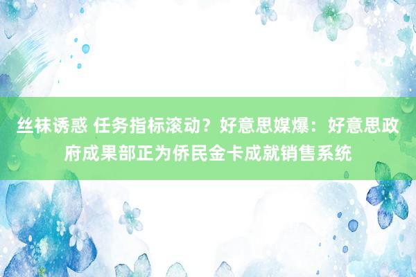 丝袜诱惑 任务指标滚动？好意思媒爆：好意思政府成果部正为侨民金卡成就销售系统