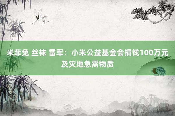 米菲兔 丝袜 雷军：小米公益基金会捐钱100万元及灾地急需物质