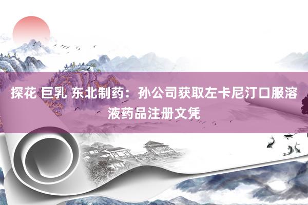 探花 巨乳 东北制药：孙公司获取左卡尼汀口服溶液药品注册文凭