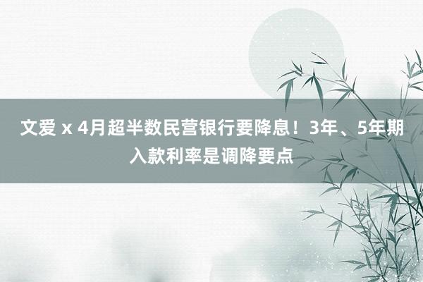 文爱 x 4月超半数民营银行要降息！3年、5年期入款利率是调降要点