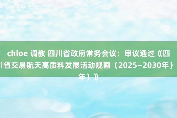 chloe 调教 四川省政府常务会议：审议通过《四川省交易航天高质料发展活动规画（2025—2030年）》