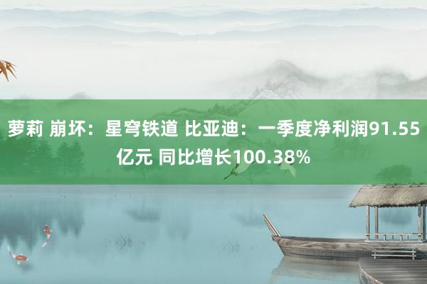 萝莉 崩坏：星穹铁道 比亚迪：一季度净利润91.55亿元 同比增长100.38%